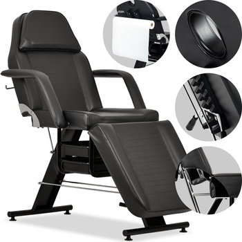 Fotel kosmetyczny wielofunkcyjny, do tatuażu ARIA NERO z kuwetami – czarny