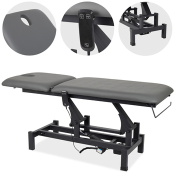 Stół rehabilitacyjny, do masażu, elektryczny Fortis 2 - pilot ręczny, szaro czarny
