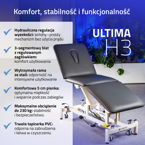 Stół rehabilitacyjny, do masażu, hydrauliczny - Ultima H3