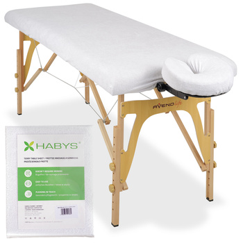 Zestaw - Prześcieradło frotte 1cz. na stoły składane - 60/165, pokrycie frotte na podgłówek białe