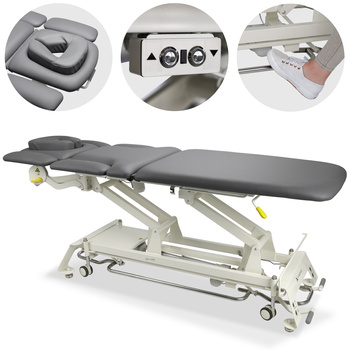 Stół rehabilitacyjny, do masażu, elektryczny Evero X7 Ergo - rama sterująca, szaro biały