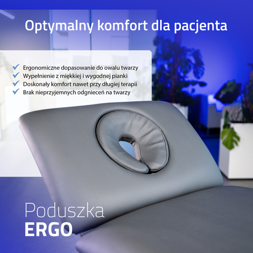 Stół rehabilitacyjny, do masażu, elektryczny Fortis 2 Ergo - pilot ręczny, szaro czarny