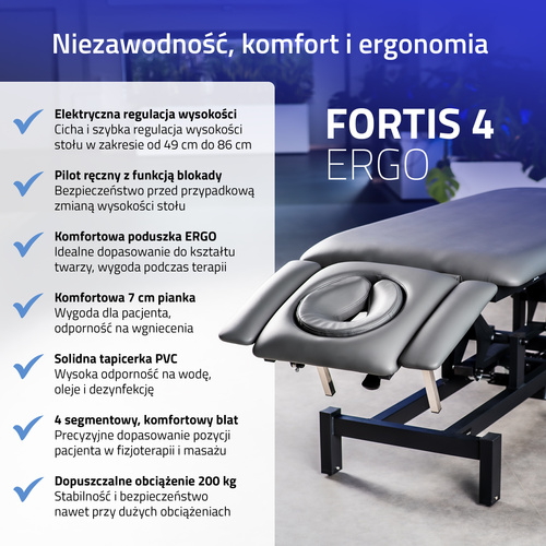 Stół rehabilitacyjny, do masażu, elektryczny - Fortis 4 Ergo