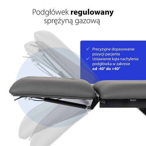 Stół rehabilitacyjny Fortis 2 ERGO,  elektryczna regulacja, pilot ręczny, poduszka ERGO, kółka