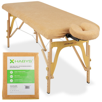 Zestaw - Prześcieradło frotte 1cz. na stoły składane - 60/165, pokrycie frotte na podgłówek beżowe