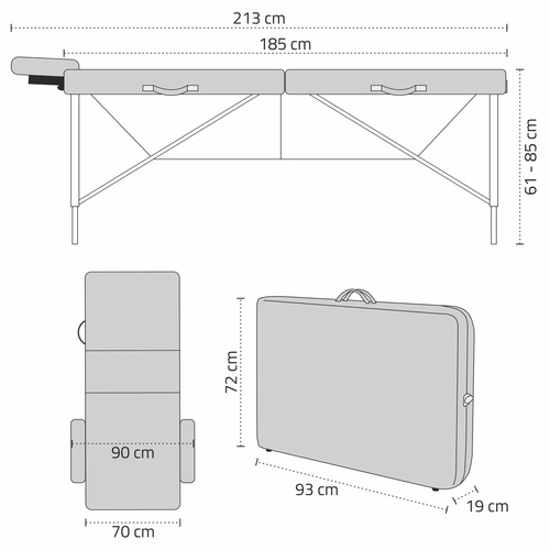 Stół do masażu Bianca 70 cm - beżowy