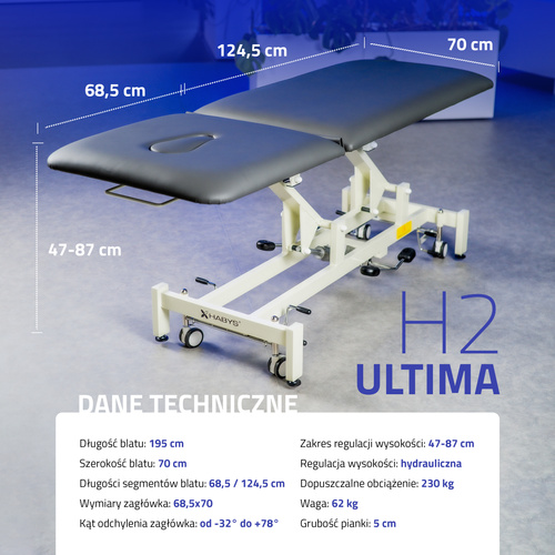 Stół rehabilitacyjny, do masażu, hydrauliczny - Ultima H2